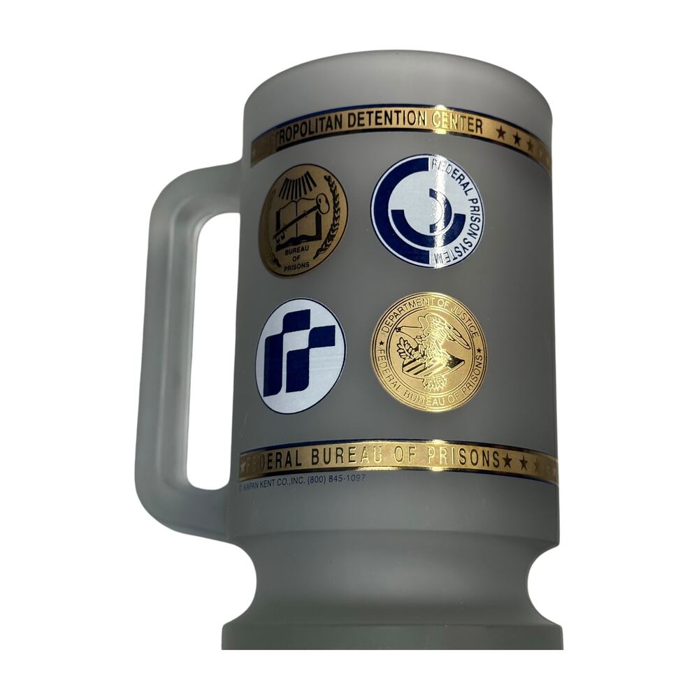 Federal Bureau of Prisons MDC Brooklyn Frosted Glass Stein Kapan Kent - Picture 4 of 9